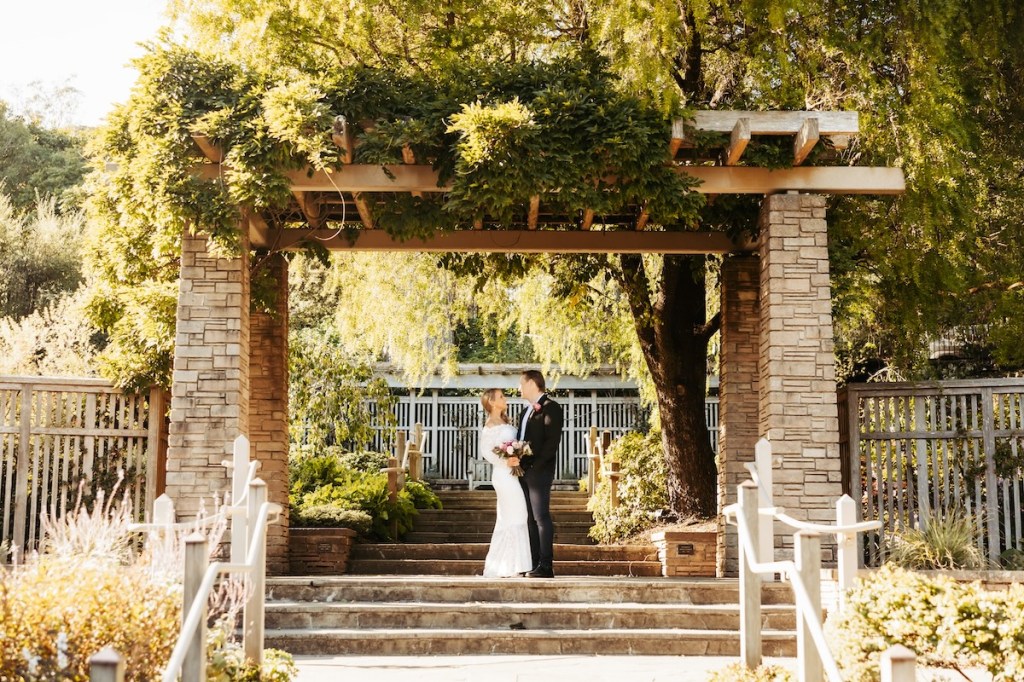 Bride and Groom at the Zellerbach Garden of Perennials at the San Francisco Botanical Garden