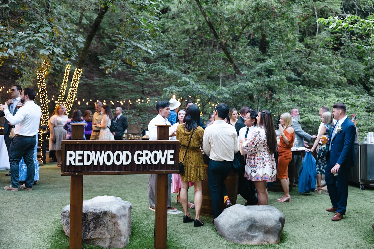 Cocktail hour at Redwood Grove in Saratoga Springs California.